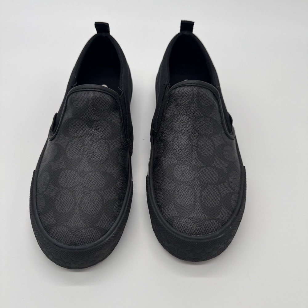 Coach Men's Charcoal/Black Canvas/Leather Slip On Shoes Size 7 AO2360